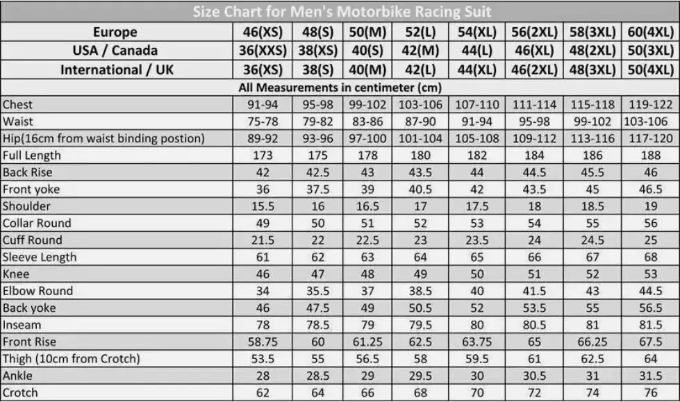 SIZE CHART SC OF YAMAHA New Men's Handmade Cowhide Motorbike Racing Leather Jacket For Motorcycle Riders BLUE