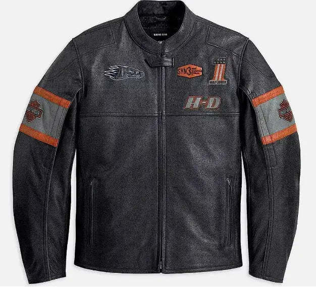 HARLEY DAVISON Screamin' Eagle Raceway New Men's Leather Jacket Handmade Cowhide Motorbike Racing For Motorcycle Riders Black
