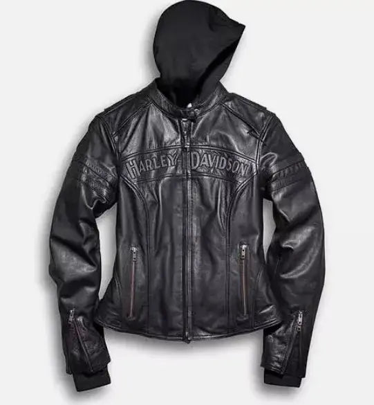 Harley Davison New Women's Motorbike Racing Biker Cowhide Leather Jacket Handmade For Motorcycle Riders CE Armored BLACK