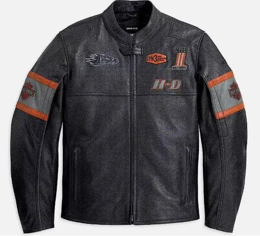 HARLEY DAVISON Screamin' Eagle Raceway New Men's Leather Jacket Handmade Cowhide Motorbike Racing For Motorcycle Riders Black
