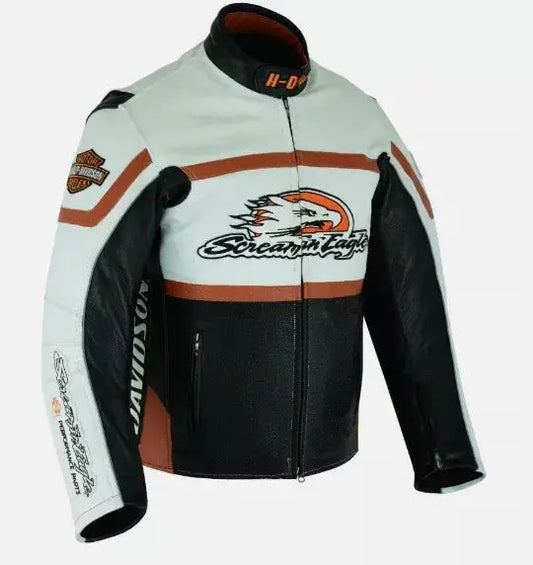 HARLEY DAVISON Screamin' Eagle Raceway New Men's Leather Jacket Handmade Cowhide Motorbike Racing For Motorcycle Riders