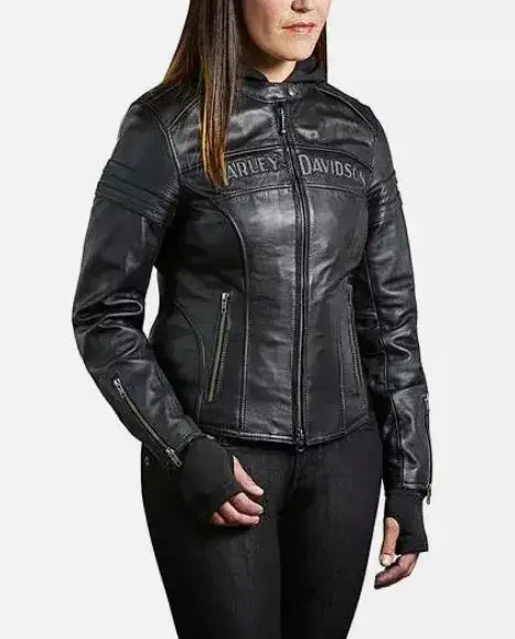 Harley Davison New Women's Motorbike Racing Biker Cowhide Leather Jacket Handmade For Motorcycle Riders CE Armored BLACK